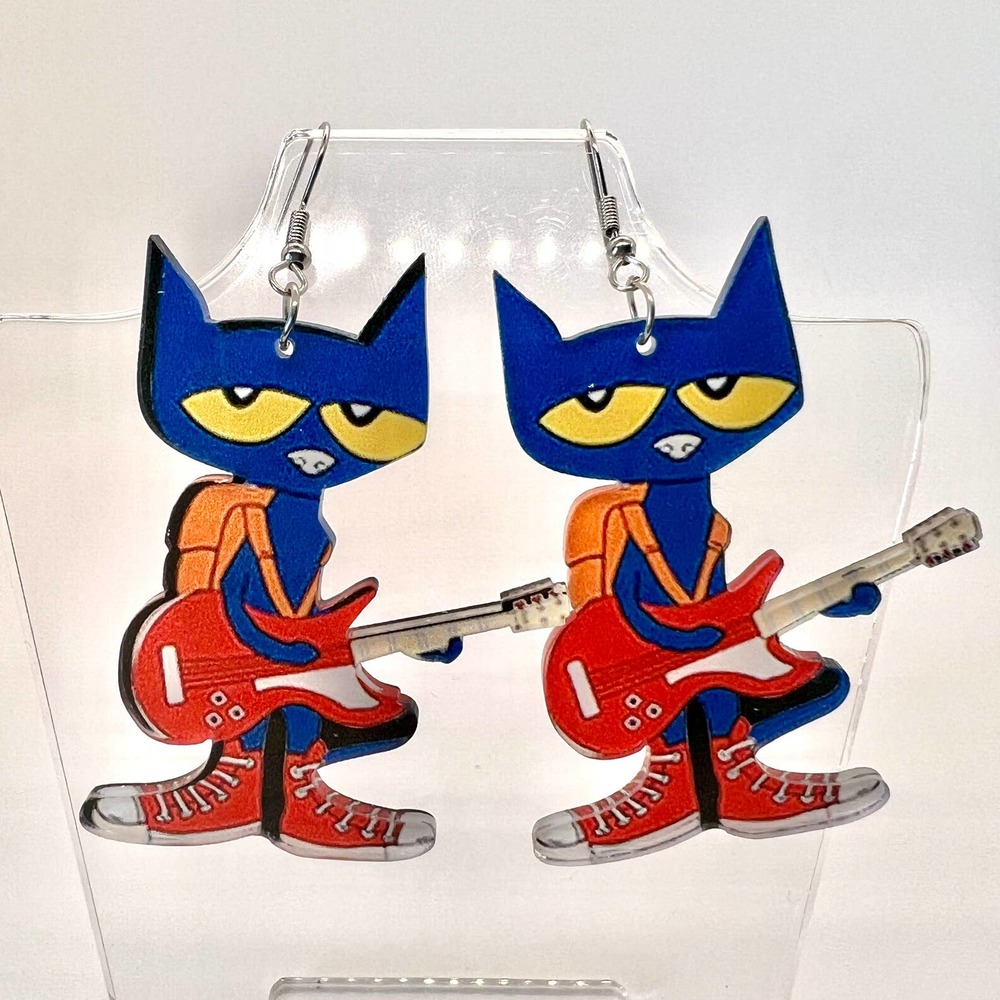 Pete The Cat Earrings - Teacher Earrings - Back To School - Librarian Earrings